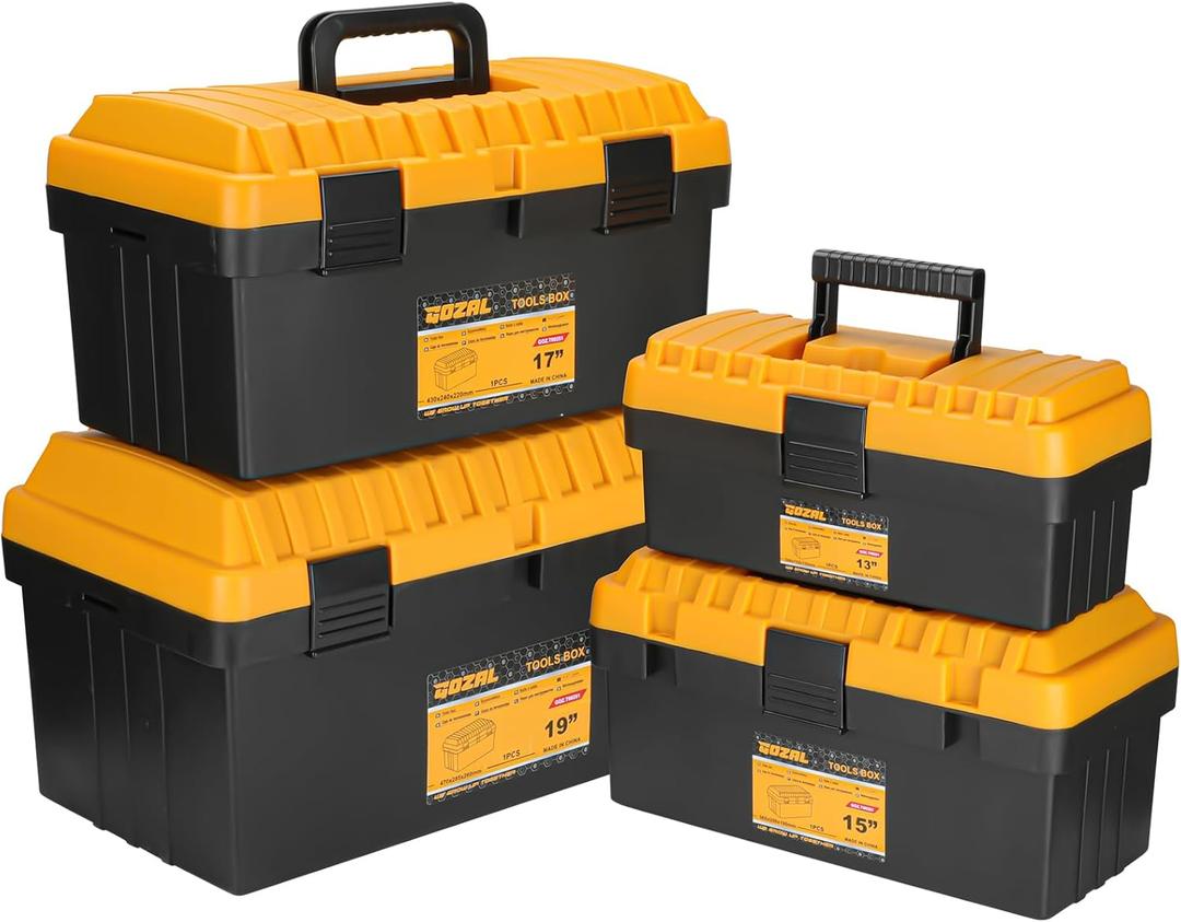 Toolbox Set (13 "15" 17 "19", 4 pieces) - Toolbox Storage Manager with Removable Tray, Suitable for DIY, Home Repair, Garage, RV, Student Use, Compact and Portable