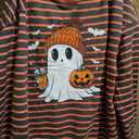 MYHALF Halloween Sweatshirts for Women Ghost Pumpkin Sweater Cute Spooky Coffee Graphic Pullover Shirts L