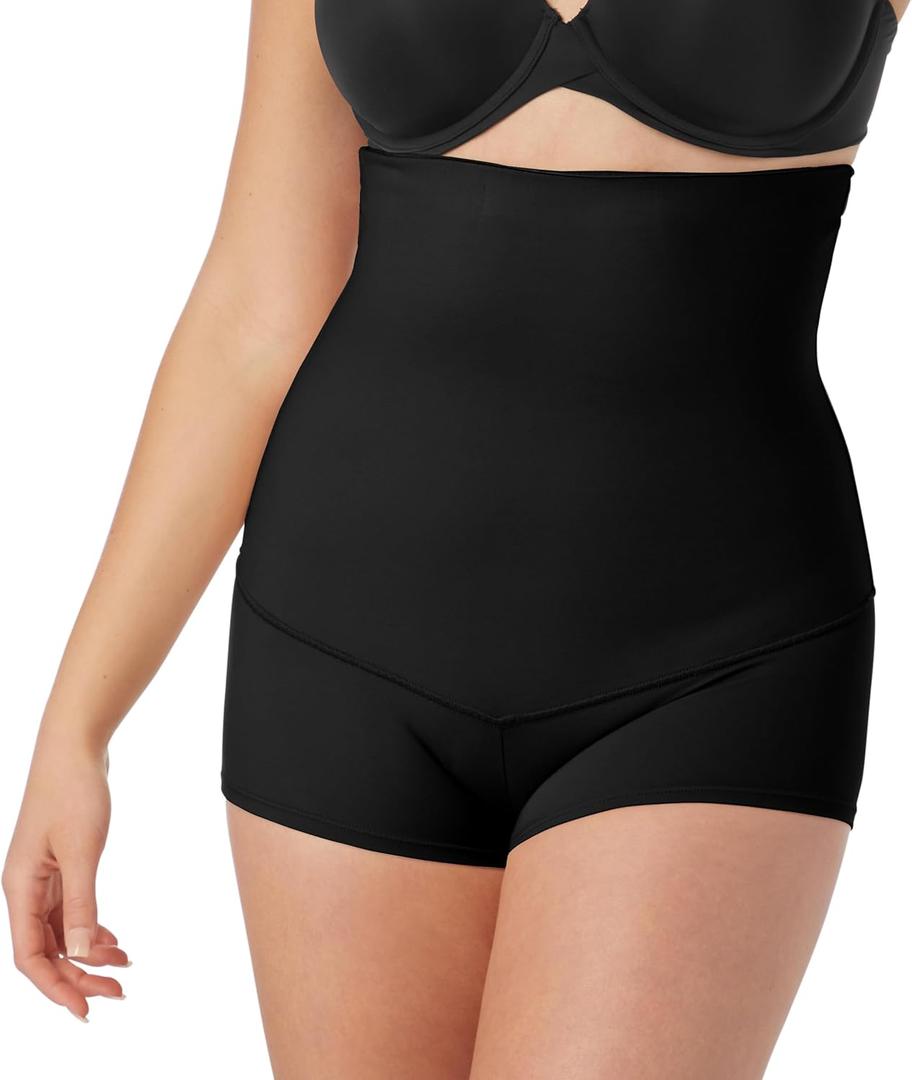 Maidenform Women's Shapewear Underwear, High-Waisted Body Shaper Shorts, Shapewear Tummy Control Boyshort (XX-Large, Black)