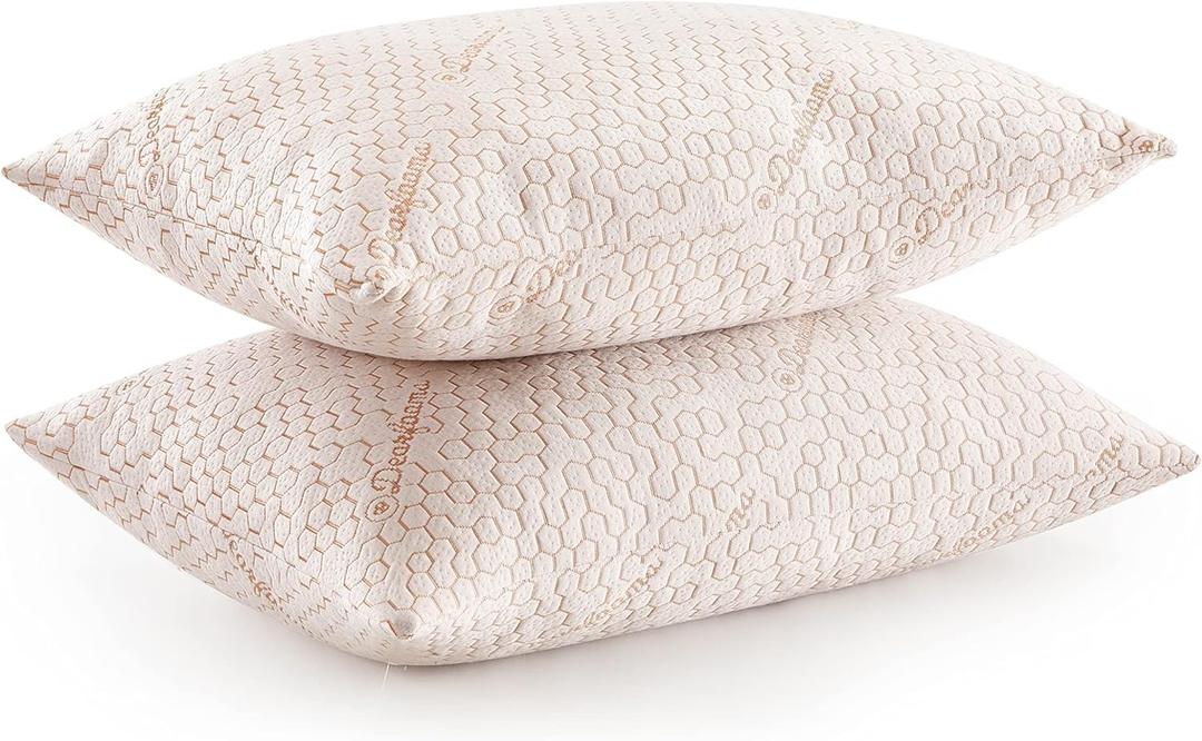 Dearfoams Bed Pillows,Set of 2 King Size,Down Alternative Copper-Infused Pillows with Soft Knit Cover,Supportive for Back, Side & Stomach Sleepers
