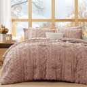 Full Size Comforter Set- 7 Pieces Tufted Bed in a Bag Full Bedding Sets | All Season Shabby Chic Boho Bedding with Comforter, Sheets, Pillowcases & Shams, Rusty Pink