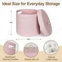 Storage Basket with Lid, Woven Blanket Storage for Living Room, Soft Cotton Rope Bin with Lid, Round Wicker Laundry Basket with Cover, Lidded Kid Dog Toy Box, Nursery Organizer, 15"x13", Pink, Large