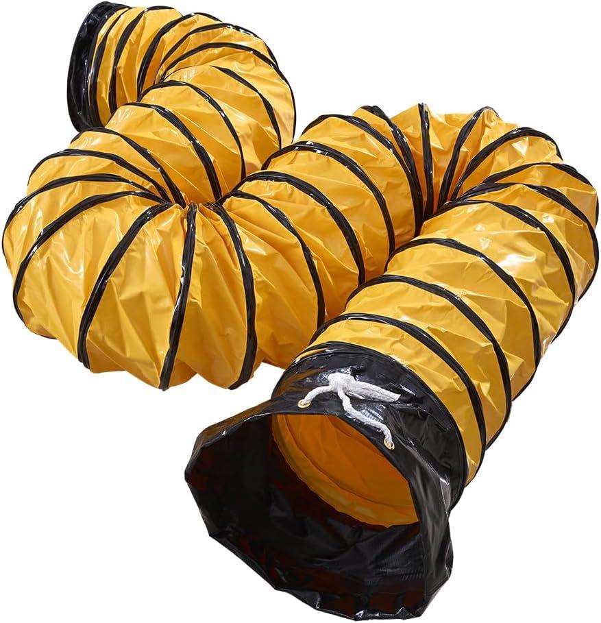 16ft Duct Hose 16IN PVC Flexible Ducting | For 16Inch Utility Blower, Ventilation Exhaust Fan, With Adjustable Rope and D-ring, Easy Install & Hang