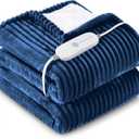 HYLEORY Heated Blanket Electric Throw, Soft Flannel Sherpa Heater 5 Heat Settings and 3 Hours Auto Shut-Off Heating Blanket ETL Certification Over-Heat Protection Machine Washable,Navy Blue