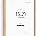 Minimalist 16x20 Frames with Mat for 11x14 Set of 3, Natural Solid Oak Wood 16x20 Frame, Lightweight for Wall Mounting(3 Pack, Oak)