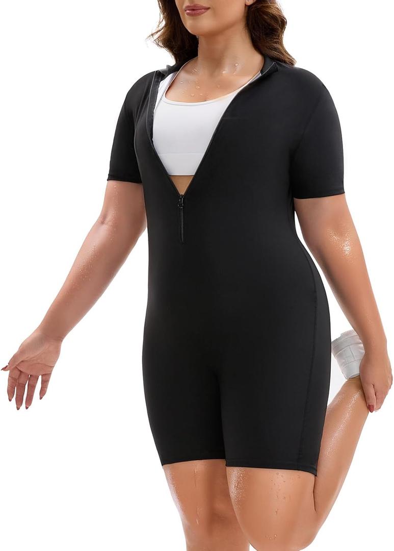 Sauna Suit for Women Jumpsuit Waist Trainers Belly Fat Workout Sweat Suit Full Body (XX-Large)