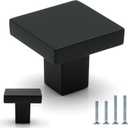 10 Pack Matte Black Square Cabinet Knobs 1-3/16 Inch(30mm) Length Solid Zinc Alloy Drawer Dresser Knobs Kitchen Cupboard Bathroom Furniture Hardware