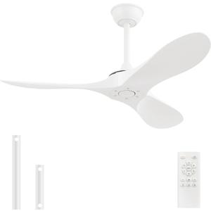 YJFAN 42'' Ceiling Fan no Light,Outdoor Ceiling Fan with Remote Control,3 Plastic Blades with White Finish, Suitable for Outdoor Patio,Porch,Living Room