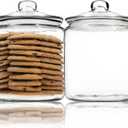 1 Gallon Glass Cookie Jar - Large Food Storage Container with Airtight Lid - Keep Fresh Flour, Chewy Pet Treats, Candy, Dried Foods, Detergent Pods for Your Kitchen or Laundry Room- Pack of 2