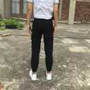 Boys Girls Joggers Cargo Pants with Zipper Pockets Elastic Waist School Casual Trousers (Black)