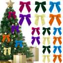 24 Pcs Velvet Christmas Bows for Christmas Tree 4.72" Rustic Crafts Gift Velvet Ribbon Twist Tie Bows for Xmas Wreaths Garland Gift Wrapping Wedding Decor(Mixed Colors)