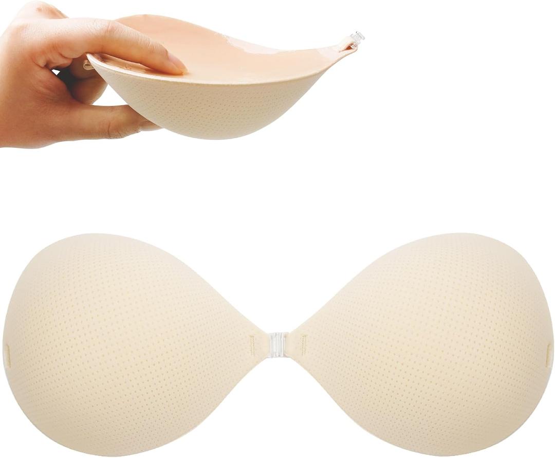 Nimiah Thick Padded Adhesive Bra, Invisible Push up Sticky Bra Add Cup Size Instantly for Women Wedding Dress, Size A
