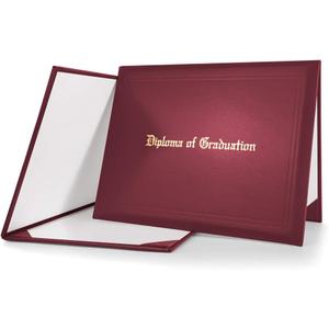 GraduationMall Imprinted Diploma Cover for Certificate 8.5''x 11'' Red,1-Pack (Maroon)