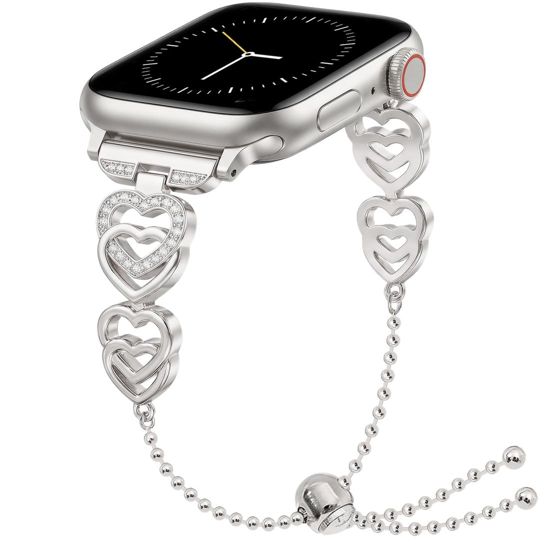 Diamond Watch Band Compatible with Apple Watch Band 38mm 40mm 41mm 42mm 44mm 45mm 46mm 49mm for iWatch SE Series 11 10 9 8 7 6 5 4 3 2 1, Stainless Steel Slim Versatile Bangle Bracelet for Women