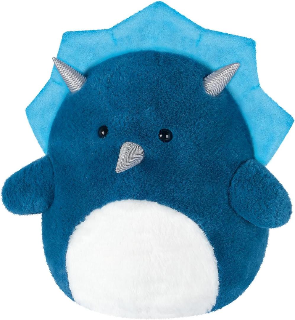 15'' Triceratops Dinosaur Plush Pillows, Dinosaur Stuffed Animal Toys for Hugging & Squish, Cuddle Dino Plushies for Decor, Soft Blue Stuff Boy Girl Gifts