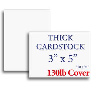 Extra Heavy Duty 130lb Cover Cardstock - 3" x 5" Bright White - 350gsm 17pt Thick Paper - Index, Flash & Post Card Stock - 40 Pack