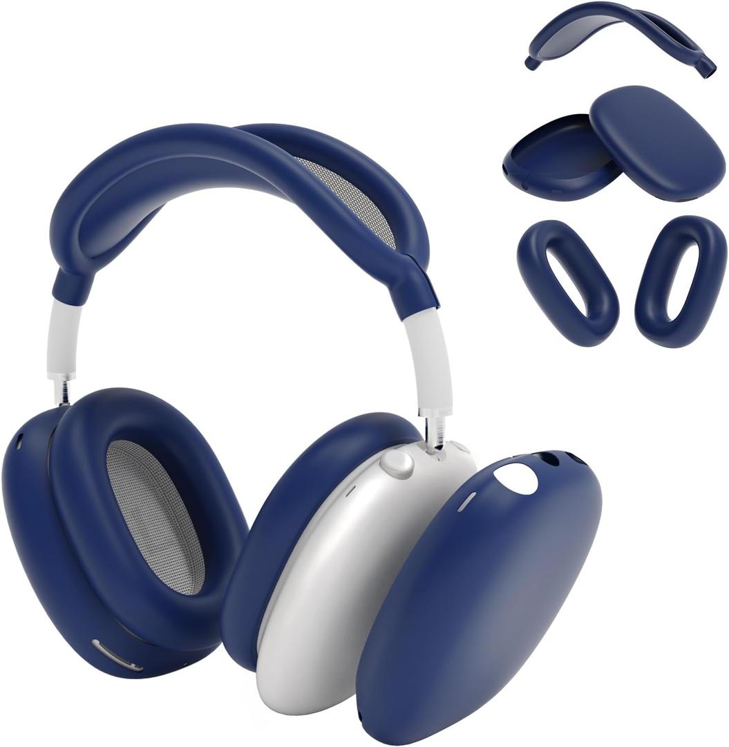 Cover Compatible with AirPods Max, Apple AirPod Max Ear Pad, Ear Cups and Headband Cover 3 in 1, Anti-Scratch Soft Silicone Headphone Accessories, Blue