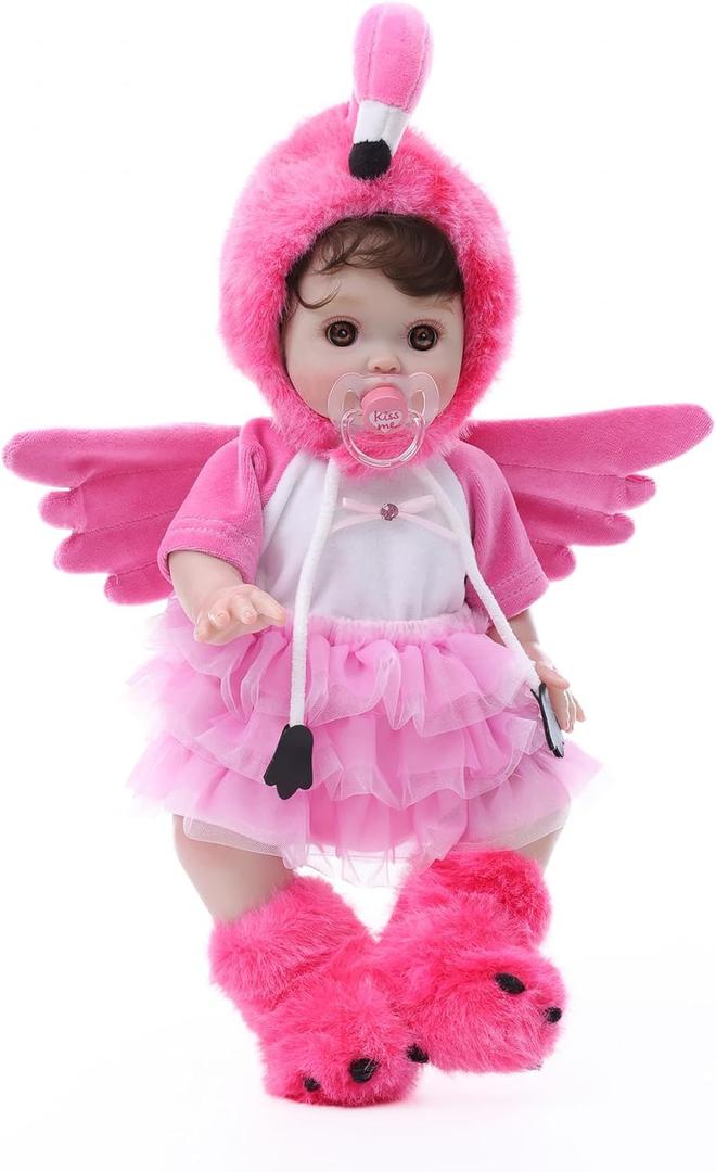 Reborn Baby Dolls, 18 Inch Large Realistic Hand-Rooted Hair Lifelike Baby Dolls with Accessories for 3+ Year Old Girls Gifts, Pretend Play, Collection