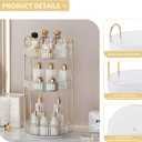 360 Rotating Makeup Organizer for Vanity - 3 Tier Perfume Organizer with Large Capacity - Skincare Organizer for Bathroom Counter - Space-Saving Cosmetic Storage for Dresser Countertop (Clear)