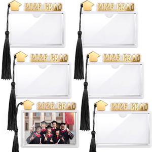 Geyoga Black 6 Pcs 2026 Graduation Party Favor Magnetic Mini Diplomas Holder Class of 2026 Picture Frame Gifts Acrylic Graduation Keepsakes for Guest Diploma Grad Photos Mini Certificate