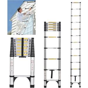 JADDUO Telescoping Ladder 16.5 FT Extension Ladder Aluminum Lightweight Telescopic Ladder with 2 Triangle Stabilizers Telescoping Attic Ladder RV Ladders for Travel Collapsible Ladders for Home