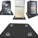 Mini Fridge Silicone Mat with Raised Edges, 24" x 24" x 0.8" Mini Fridge Drip Tray With 4 Base Raisers, Mini Refrigerator Carpets Floor Protector (Black)