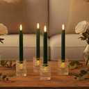 Simplelight Green Flameless Taper Candles with Timer - Battery Operated Advent Wreath Candles, LED Candlesticks, Plastic, H:9 Inch (Green)