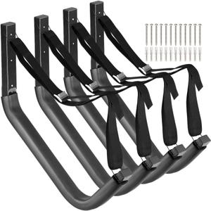 Kayak Storage Racks, 4 Pack Freestanding Canoes Garage Hooks, 19.5Inch Wall Mount Surfboard Hangers and Stand-Up Paddle Board Holder, 150lb Capacity