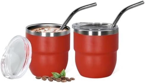 CHLJAR Espresso Cups, 4oz Insulated Espresso Cup Set of 2, Espresso Shot Cups, Stainless Steel Espresso Glasses, Stackable Mini Tumbler, Small Cup for Coffee