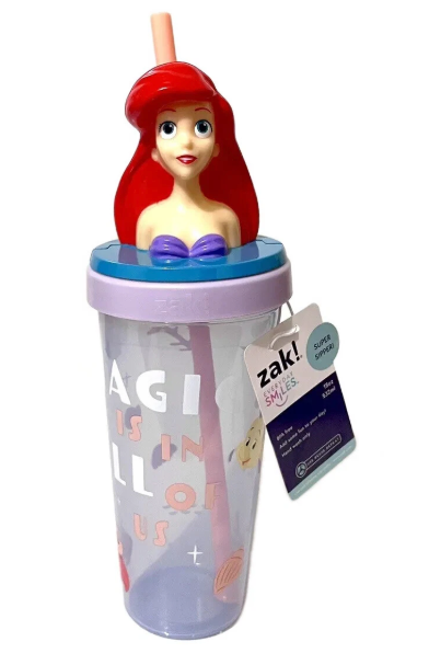 Zak! The Little Mermaid 18 oz. Plastic Tumbler With Straw & Ariel Sculpted Lid