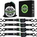 STARLEAPARTS Retractable Ratchet Straps(4PK) - 1,500lb Break Strength, Ratchet Straps Heavy Duty with Rubber Coated Handle, Perfect Auto Ratchet Straps for Motorcycle, Kayak and Trucks (Black)