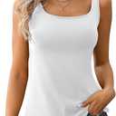 V FOR CITY Tank Top for Women with Built-in Padded Bra Adjustable Wide Strap Camisole Cotton Cami Shirts