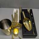 Highball & Chaser Bartender Kit with Black Bamboo Stand Beautiful Cocktail Shaker Set and Bar Tools Stainless Steel Boston Shaker Bartender Kit with Stand (Antique Gold)