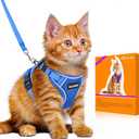 Halypet Cat Harness and Leash Set [MAX Safety 4th-Gen Upgrade] Escape Proof Adjustable Cat Leash Comfortable Soft Vest Easy to Wear Kitten Harness with Reflective Strip for Cats Walking, Medium Blue 