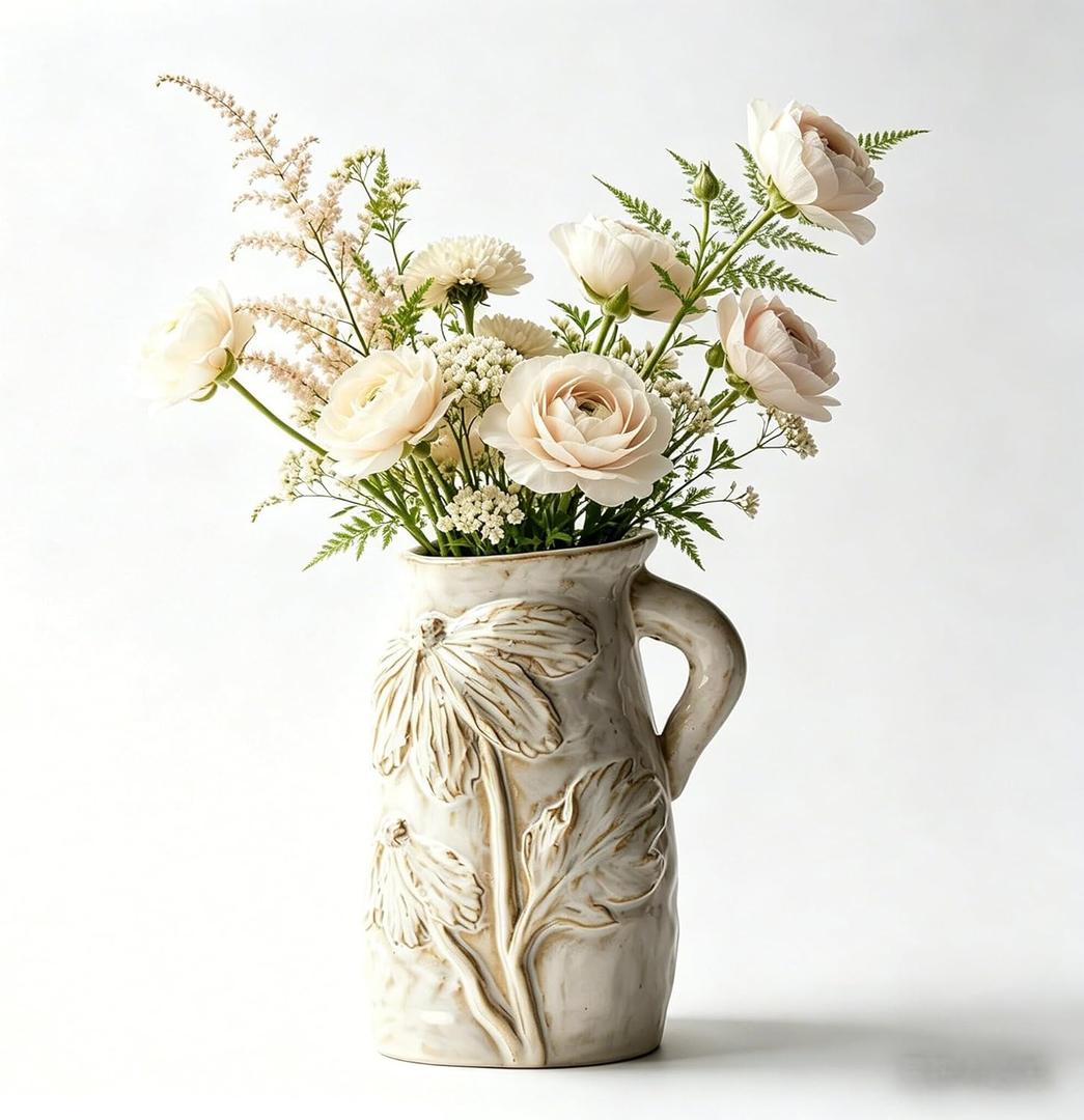Small Ceramic Vase for Flowers - Handmade Decorative Pitchers Vase,Modern Boho Ins Style Decorative Vase for Fresh or Dried Flowers,Unique Cute Decor Small Vase for Home Decor (Creative Humanoid Vase)