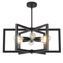 Modern Farmhouse Chandelier, 23.6'' Large Black Chandelier Light Fixture Industrial Geometric Chandeliers for Dining Room Entryway Living Room Kitchen (6 Lights, E26)