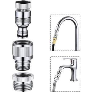 Kitchen Sink Faucet Quick Connector, Dishwasher Washer Snap Coupling Adapter, Faucet to Garden Hose Adapter for Bathroom Kitchen/Shower Hose/Garden Hose