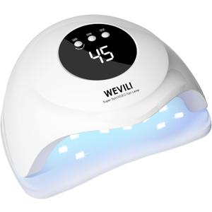 72W UV Nail Lamp, UV Light for Gel Nails with Smart Sensor, 3 Timer Settings & LCD Display, Portable Fast Curing Nail Dryer for Salon and Home Use (White)