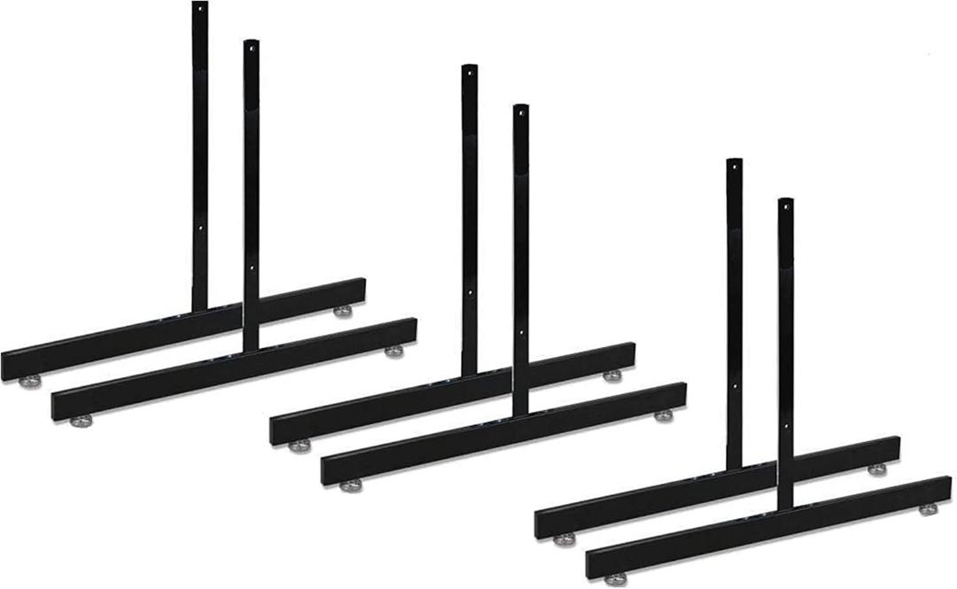 Only Garment Racks Black Gridwall T Base Rectangular Tube With Levelers (Economically Sold in a Set of 3 Pairs) Black Finish