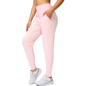 G Gradual Women's Joggers High Waisted Yoga Pants with Pockets Loose Leggings for Women Workout, Athletic, Lounge (Pink, S)