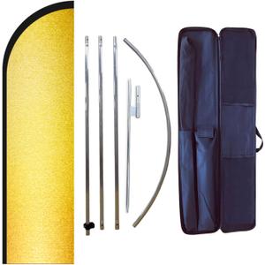 Solid Golden Blank Swooper Flag Pole Kit for Businesses,Advertising Banner Kit Include 8 Feet Tall Feather Flag,Banner Pole,Ground Spike and Travel Bag-12 Feet