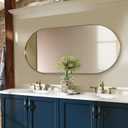 ANDY STAR Gold Bathroom Mirror 60 x 30 Inch, Full Length Mirror, Oval Vanity Mirror, Pill Shaped Mirror in Stainless Steel 1 Deep Wall Mounted Vertical/Horizontal