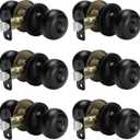 Goldenwarm Black Door Knobs Interior, Matte Black Keyless Privacy Door Knob, Bedroom Door Knob, Black Door Knobs Interior Bulk, Indoor Bathroom Door Knob(6 Pack, Matte Black)