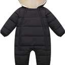 Infant Toddler Snowsuit Cute Newborn Winter Coat Warm Hooded Jumpsuit for Boys Girls 0-24 Months (3-6 Months, Black)