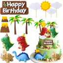 13Pcs Dinosaur Cake Toppers Dinosaur Cake Decorations with Happy Birthday Cake Topper for Dinosaur Baby Shower Birthday Party Supplies