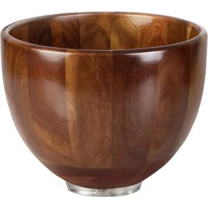 5 Qt Wood Mixing Bowl, Compatible with KitchenAid 4.5-5 Quart Tilt-Head Stand Mixers, Handcrafted Acacia Wood Replacement Bowl with Stainless Steel Base, Quiet & Non-Stick for Baking