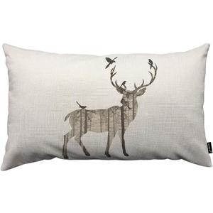 HOSNYE Deer Throw Pillow Cover Pine Forest and Birds Browns Linen Fabric for Couch Bed Sofa Car Waist Cushion Cover 12 x 20 inch Pillow Case