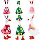 6 PCS 7 Inch Desk Goose Outfits, Valentine's Day, Easter and St. Patrick's Day Desk Goose Costumes Accessories, Spring Holiday Decor for Desktop Goose Statues Office and Home Table