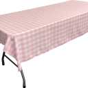 LA Linen TCcheck60x108-PinkK37 Polyester Gingham Checkered Rectangular Tablecloth, White & Pink - 60 x 108 in.