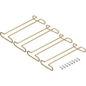 uxcell Wine Glass Rack Under Cabinet, 4Pcs 10-Inch Stemware Wine Glass Hanging Rack Stainless Steel Wine Glass Organizer Storage Hanger for 5mm Stemware Column, Gold